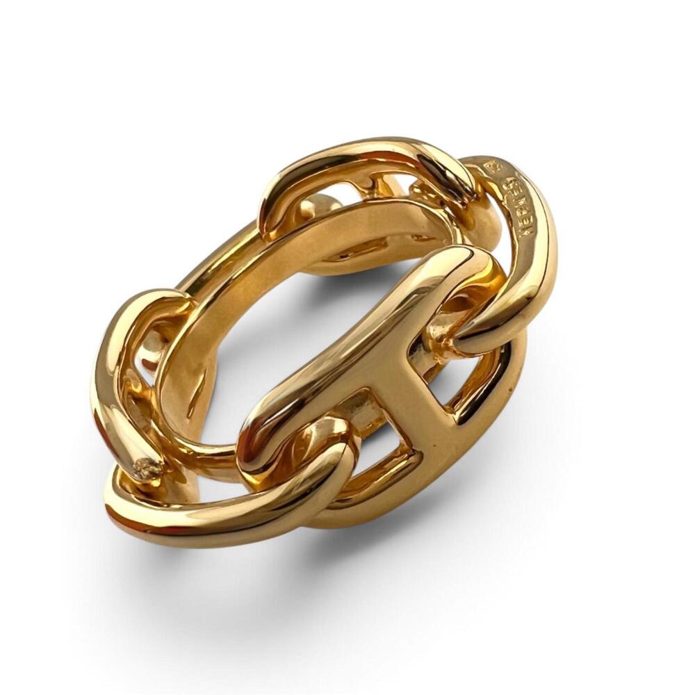 HERMES Legato H601104S Scarf Ring, Metal, Gold, Women's